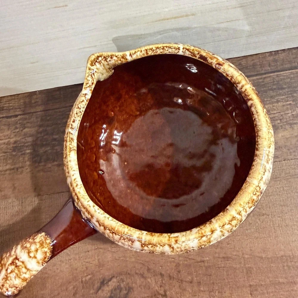 Set of 3 Vintage 70s Brown Drip Glaze French Onion Soup Crocks with Lids